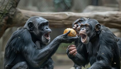 Chimpanzees Sharing Food