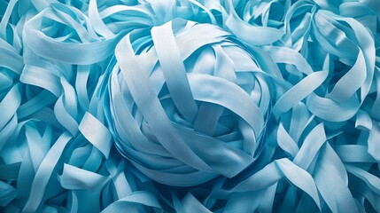 Canvas Print - A blue ribbon is surrounded by other blue ribbons