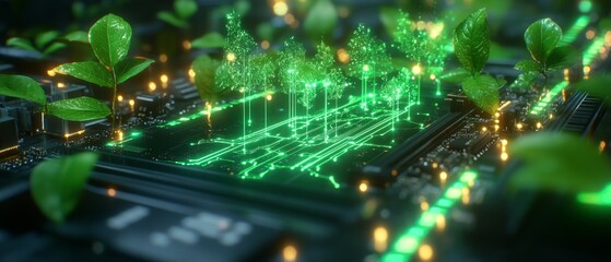 Canvas Print - Green Circuitry, Digital Sustainability and Green IT