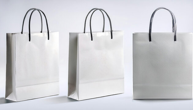  White shopping bag set – A set of 3D-rendered white shopping bags from different angles, us_1(483)