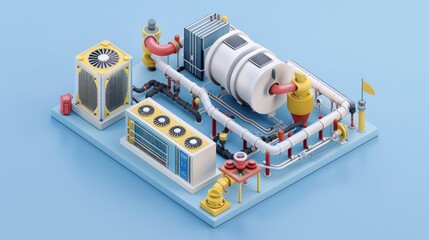 Wall Mural - Isometric Illustration of a Factory