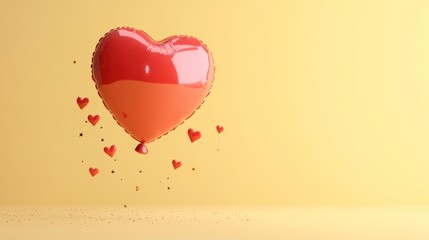 Sticker - A heart-shaped balloon floats against a yellow background, symbolizing love and celebration.