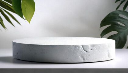 Poster -  White stone podium product display – A 3D render of a clean white stone podium, used for pr_1(492)