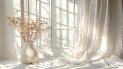 Poster - Neutral white background with soft lighting and subtle shadows, perfect for minimalist design projects or mockups.