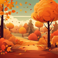 Wall Mural - Beautiful autumn illustration background