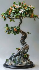 Wall Mural - Stunning Bonsai Tree with White Magnolia Flowers