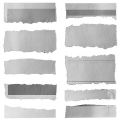 Wall Mural - ten pieces of torn paper on white background
