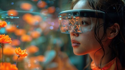 A Woman Wearing Augmented Reality Glasses