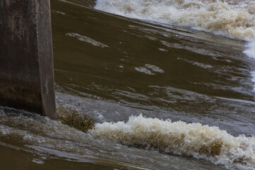 River Svratka and Svitava in the city of Brno, Czech Republic. Diluted water during the rainy season.