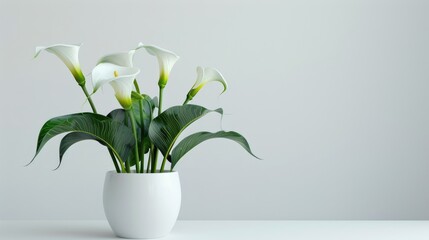 Wall Mural - Calla lilies potted alone on a white backdrop