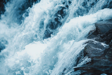 A waterfall with water cascading down the rocks