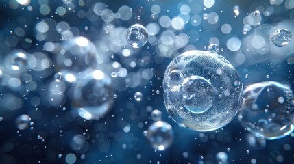 The image is of a large number of small bubbles floating in the water