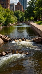 Wall Mural - South Platte River flows through downtown Denver’s parks.