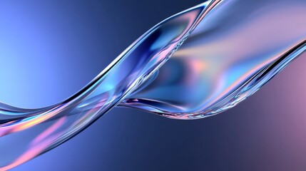 Canvas Print - A mesmerizing 3D abstract background featuring a holographic glass wave, showcasing iridescent colors and fluid motion. The wave symbolizes creativity, flow, technology, and the futuristic.