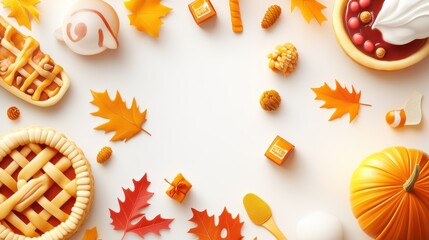 Poster - A cheerful Thanksgiving sale poster with festive elements like leaves, pies, and large, bold fonts promoting holiday deals.