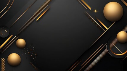Poster - A chic black post with geometric gold shapes and elegant fonts, creating a sophisticated and luxurious look for social media.