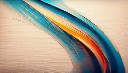 Colorful wavy curves painted on wood background, flowing blue and red lines with room for copy.