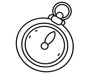 Stopwatch,Hand drawn antique pocket watch,Old clock in sketch style,Pocket Watch line art illustration