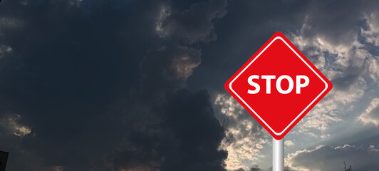 tornado warning sing against a powerful stormy background with copy space. dirty and angled sing with cyclonic winds add to the drama