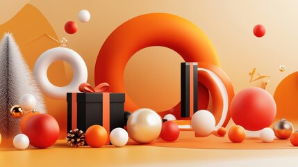 Poster - A dynamic Black Friday graphic with bold typography and 3D discount symbols, giving a high-energy feel to the design.