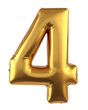 © Apisara - A shiny gold foil number four isolate on white background