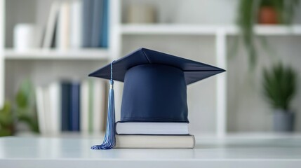 Graduation Cap on Books