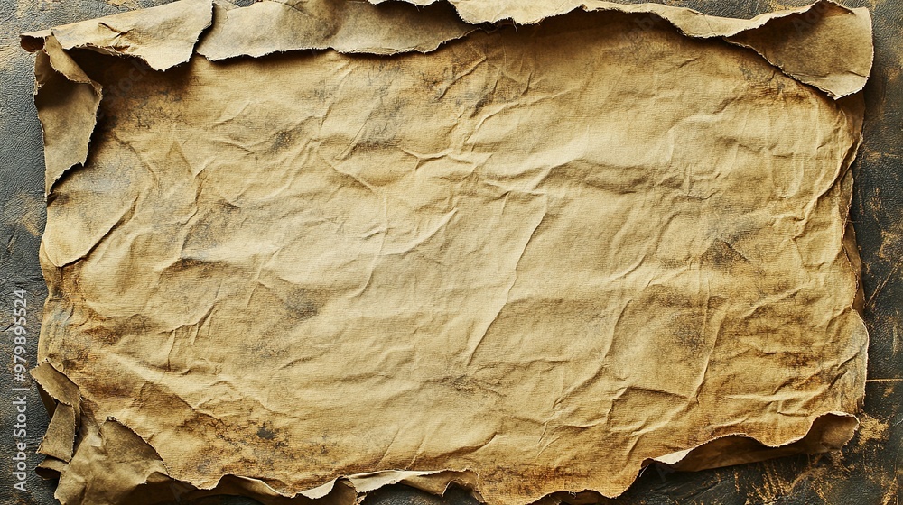 Distressed paper with a ragged edge, revealing a layered and timeworn ...