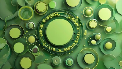 Wall Mural - vibrant abstract green background adorned with dynamic circles