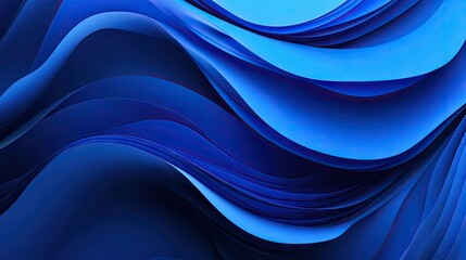 Leinwandbilder - A vibrant blue abstract background with overlapping waves and smooth transitions for a modern, clean look.