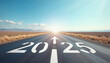 © abu - Road with '2025' and arrow symbolizing optimism and progress toward the future.