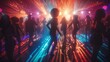 © noche - A group of people are dancing in a club with colorful lights