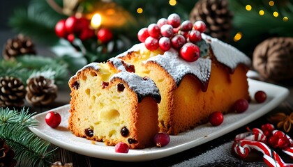 Wall Mural - Traditional Yule Log Cake Celebrating Christmas Festivities in Europe, Especially in France