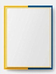 Abstract geometric frame background with modern blue and yellow lines on white paper