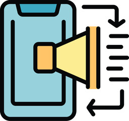 Poster - Smartphone with a big loudspeaker is increasing volume with two arrows making a loop around it