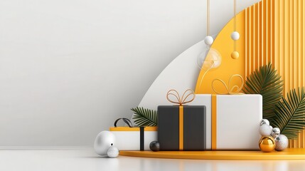 Wall Mural - A modern e-commerce interface featuring 3D Black Friday banners with sharp angles and dynamic elements.