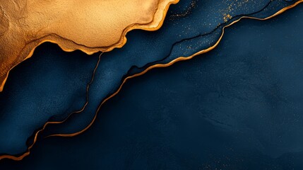 Sticker -  A detailed view of a blue-gold wallpaper featuring two significant waves, one on the left and another on the right