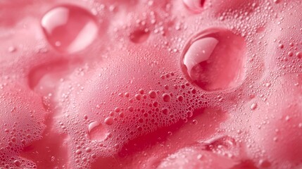 Wall Mural -  A tight shot of a pink liquid with water droplets on its surface