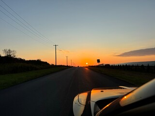 sunset on the road