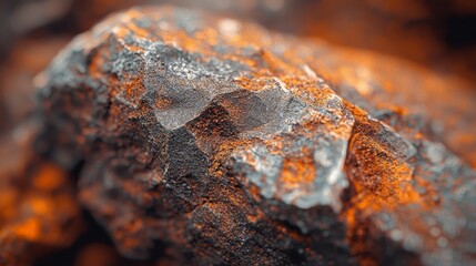  A detailed view of an orange-gray rock with rust-like markings