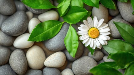 Poster - White Daisy on a Bed of Stones