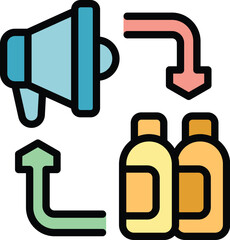 Poster - Colorful icon of a marketing campaign increasing product sales with megaphone advertisement