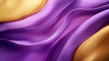 Wall Mural -  A tight shot of a purple, golden, and white backdrop featuring a wavy pattern on its left side