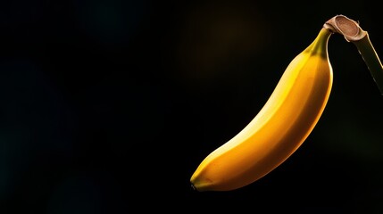 Poster -  A banana, fillingly framed against black backdrop, superimposed with an out-of-focus banana silhouette