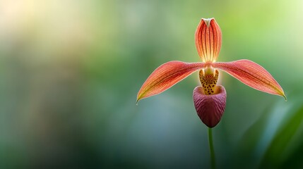 Canvas Print -  A flower, tightly framed, atop its stem against a backdrop of softly blurred grass and trees