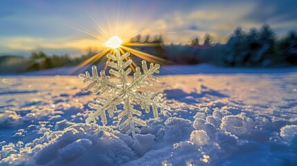 Wall Mural - A snowflake made of ice