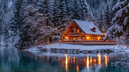 Canvas Print - A cozy cabin in the woods