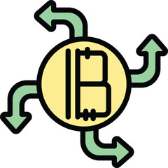 Poster - this vector illustration of a bitcoin with arrows surrounding it represents the concept of cryptocur