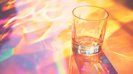 Poster - vivid colors emerge as sunlight passes through a clear glass, casting beautiful reflections and refr