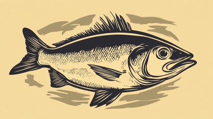 Detailed Illustration of a Fish - Black and White Design