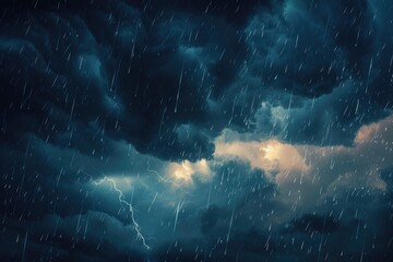Poster - A dark sky with clouds and lightning in the distance, great for weather or atmosphere-related scenes